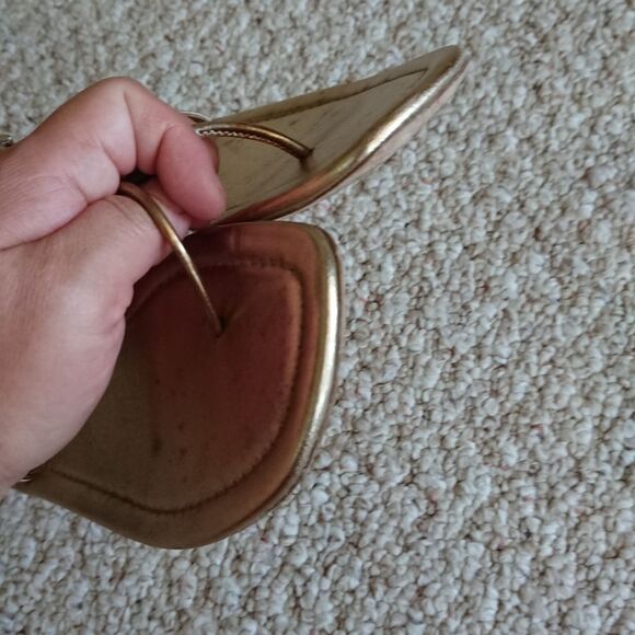Prada gold metallic thong-strap flat sandals size 39.5 - Picture 9 of 12